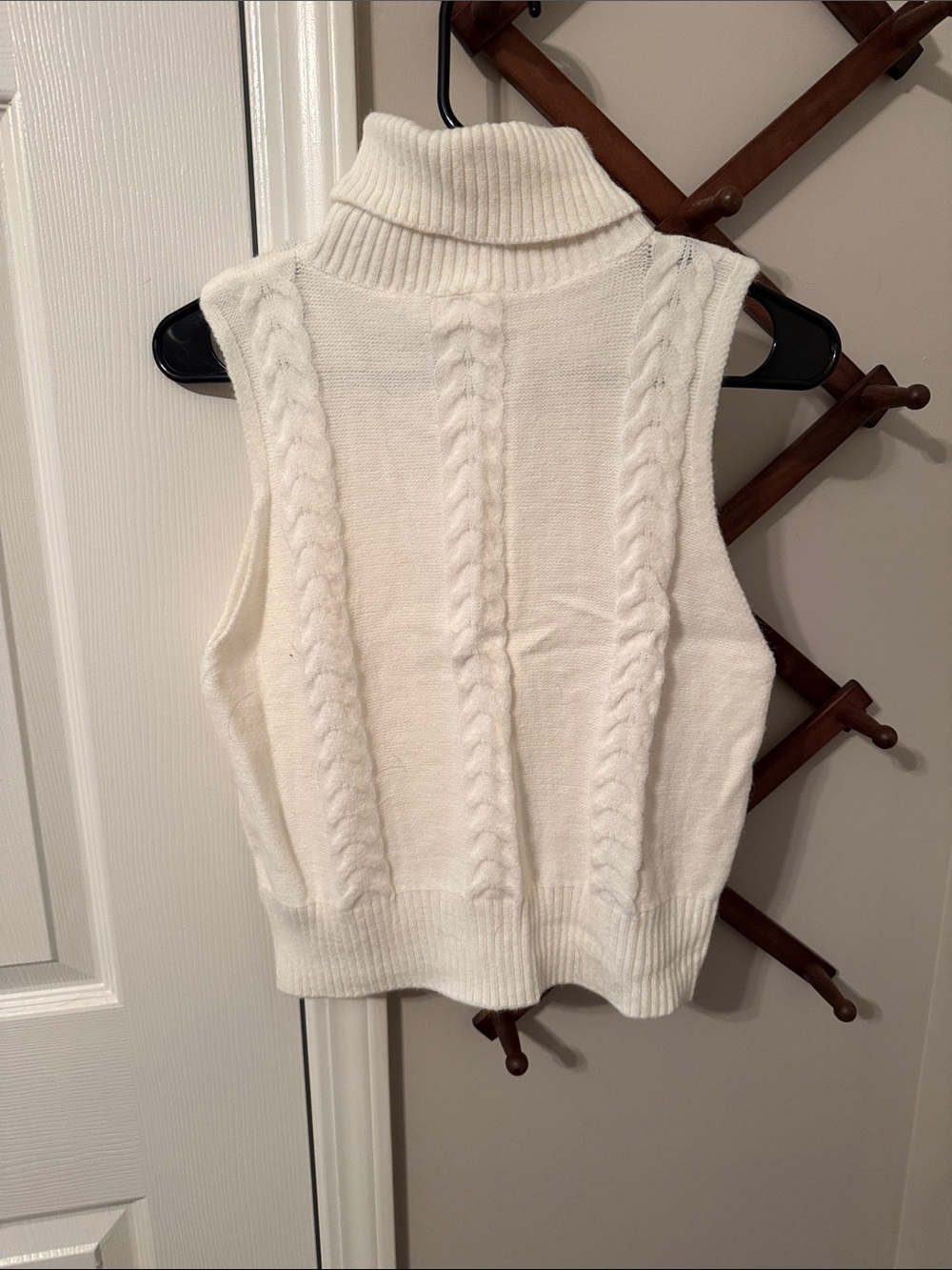 Sleeveless Cable-Knit Turtleneck Sweater Vest